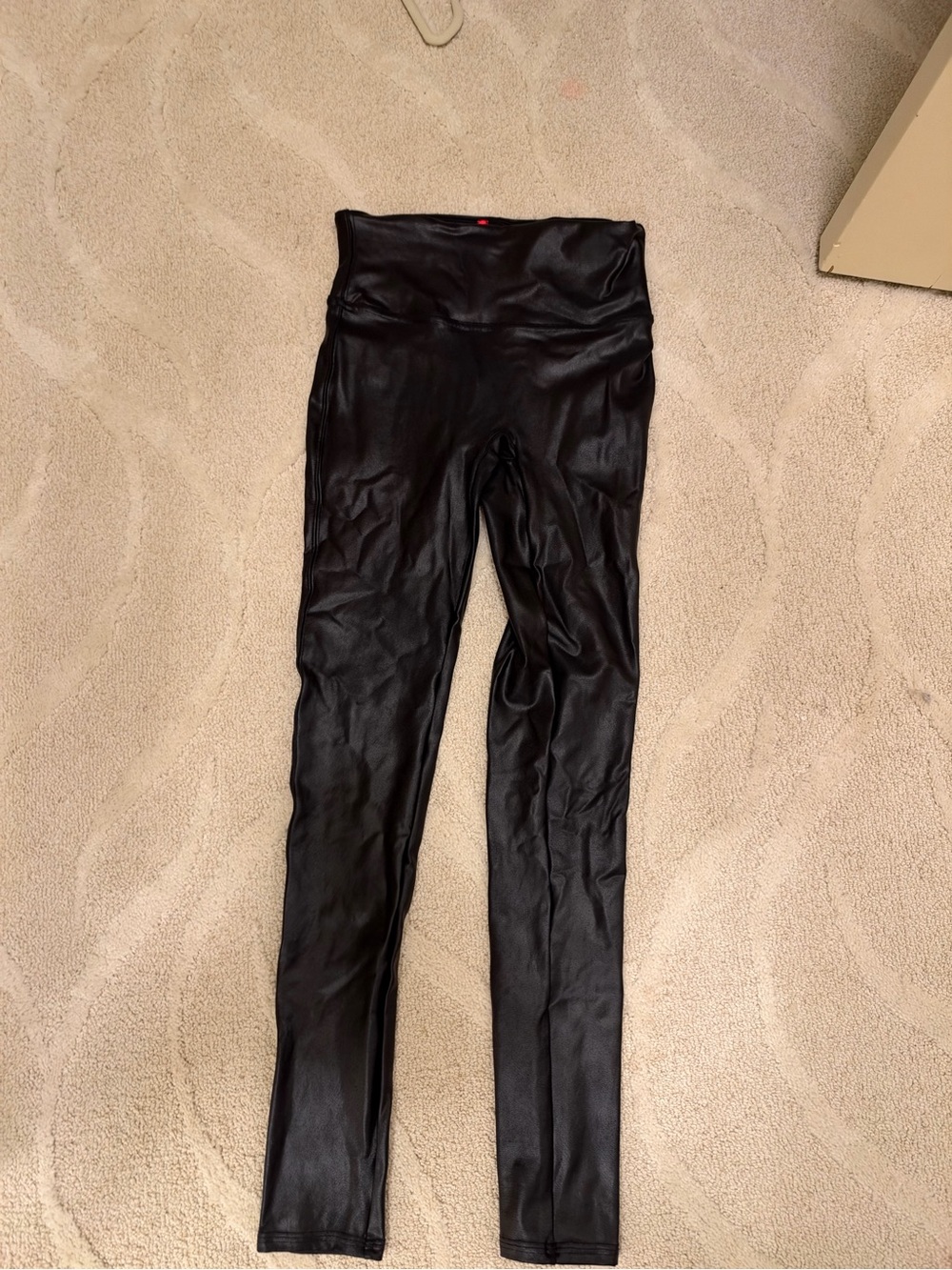 SPANX Black Faux-Leather Shine Leggings